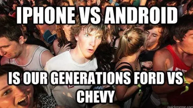 Meme über die Vorlieben von iOS vs. Android