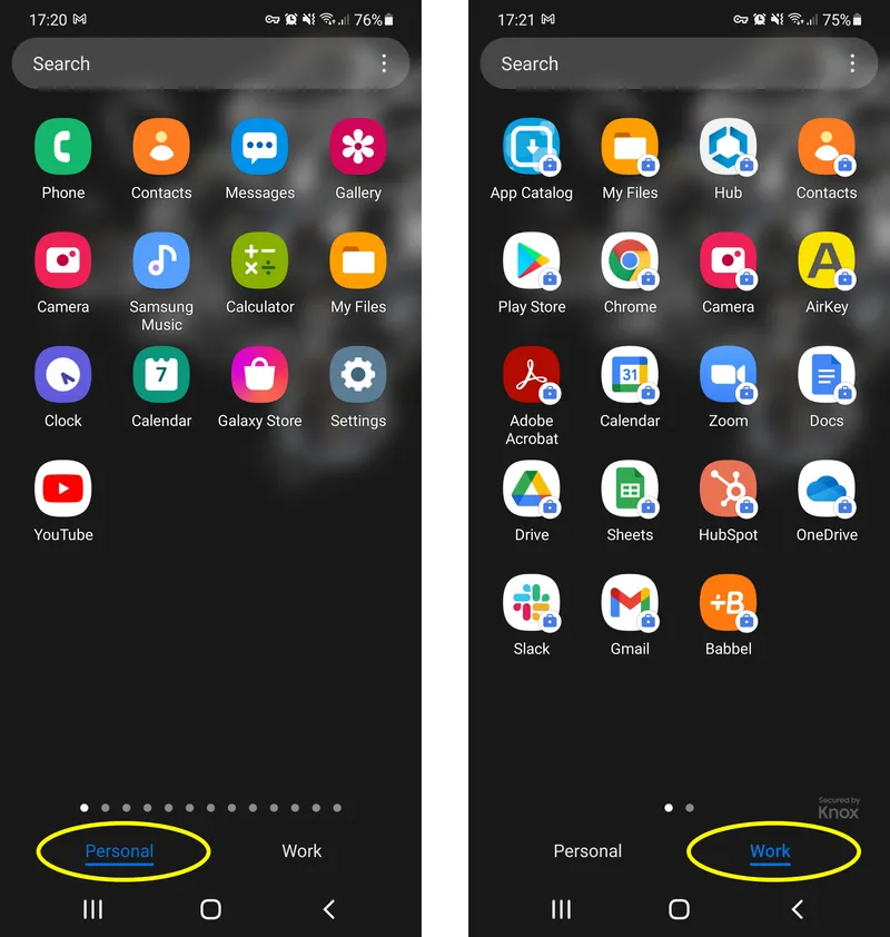 MDM Data separation Smartphone Android